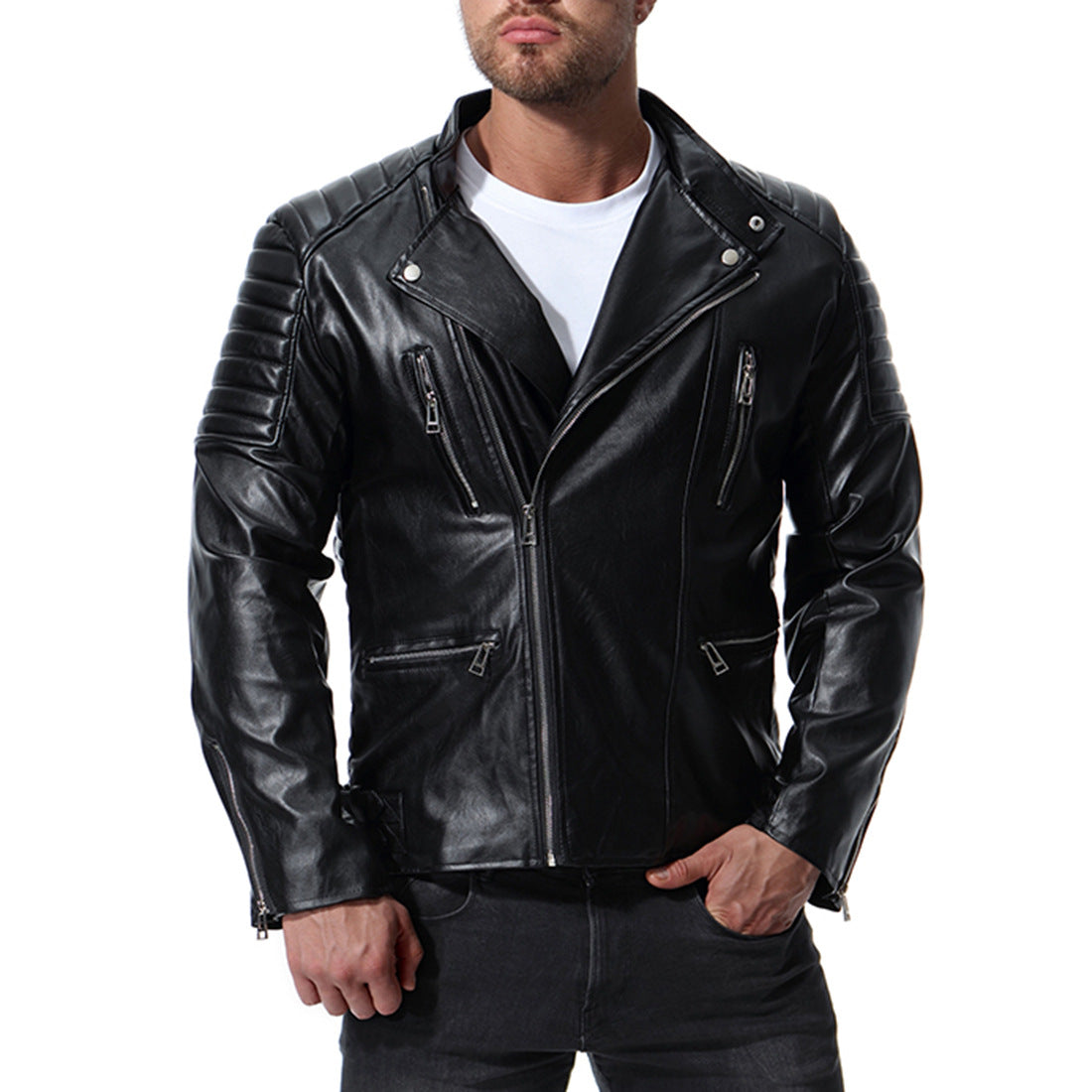 La chaqueta de motocicleta de cuero de Iron Jia, impermeable, impermeable, impermeable, urbano, moto, motocrós, ropa para hombre, chaqueta de montar