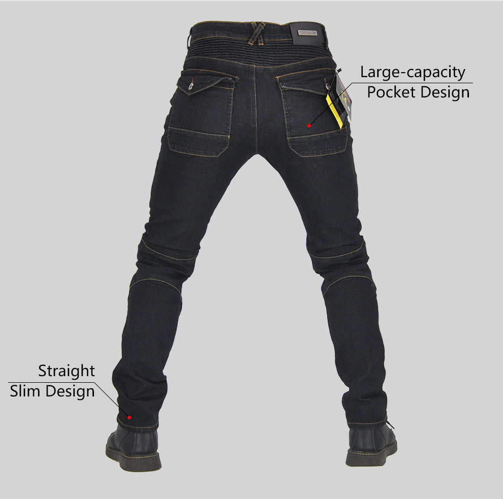Pantaloni da moto da uomo Iron Jia Pantaloni moto Moto Motocross Gear Attrezzatura protettiva con span + Ginocchiere Protezione Moto Geaning Jeans Pantaloni