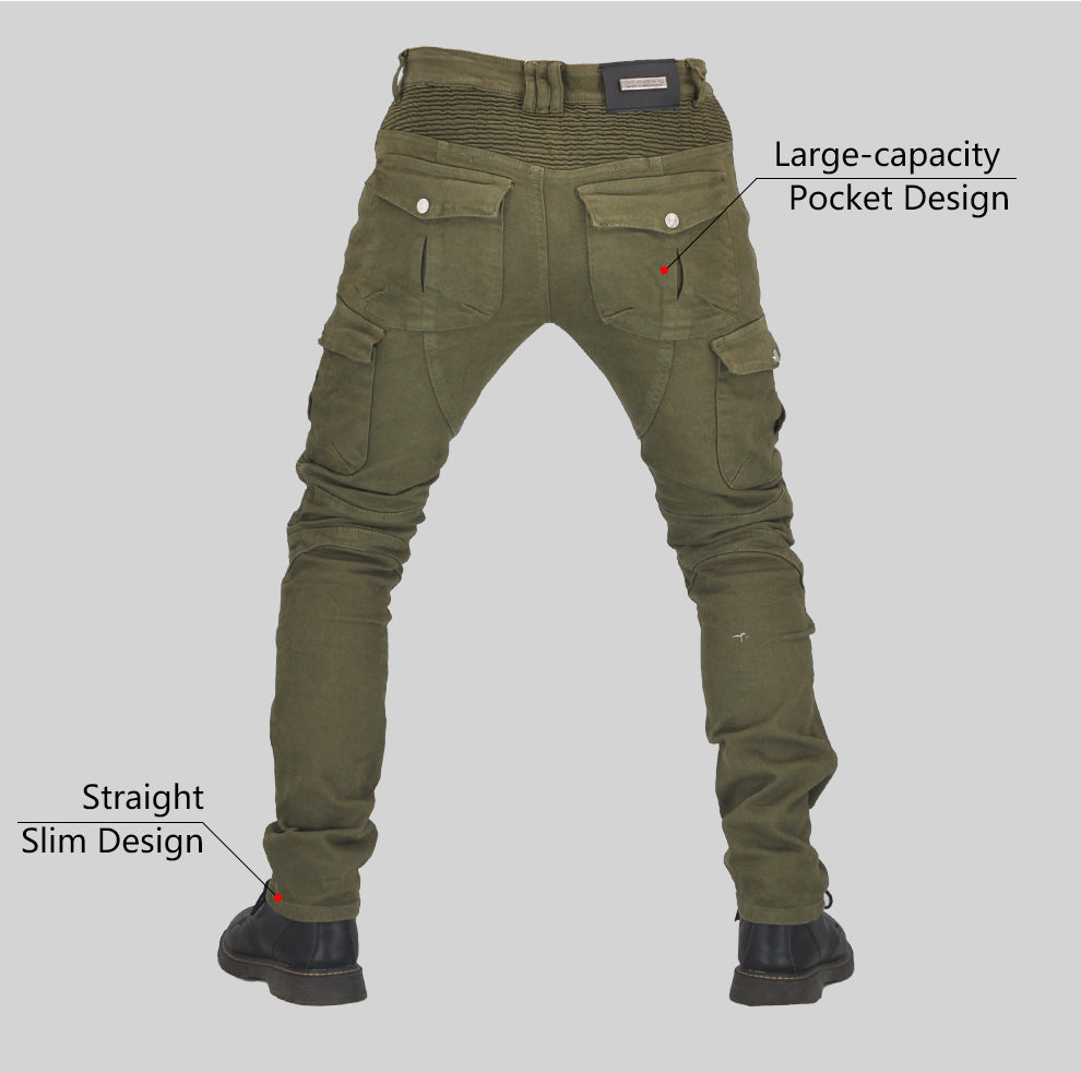 Iron Jia's Men Motorcycle Pantaloni Moto Motocross Moto Guida con span + Ginocchiere Geaming protettivo Gear Jeans Pantaloni