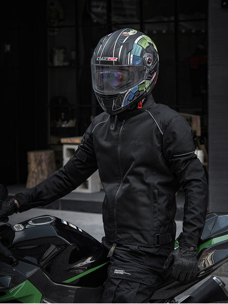 IRONJIAS Summer Black Breathable Mesh CE Protective Motorcycle Jacket