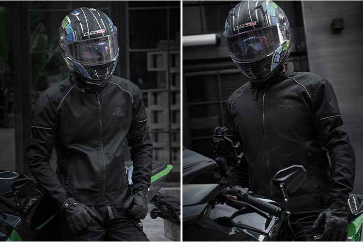 IRONJIAS Summer Black Breathable Mesh CE Protective Motorcycle Jacket