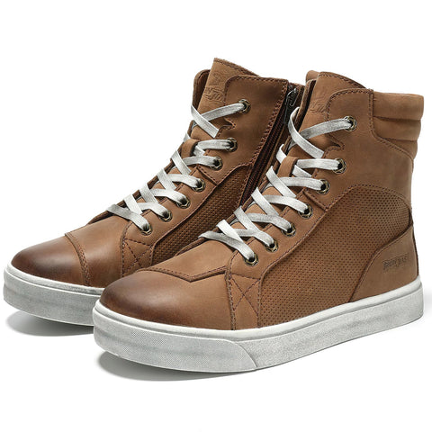 Bottes de moto rétro en cuir pour hommes