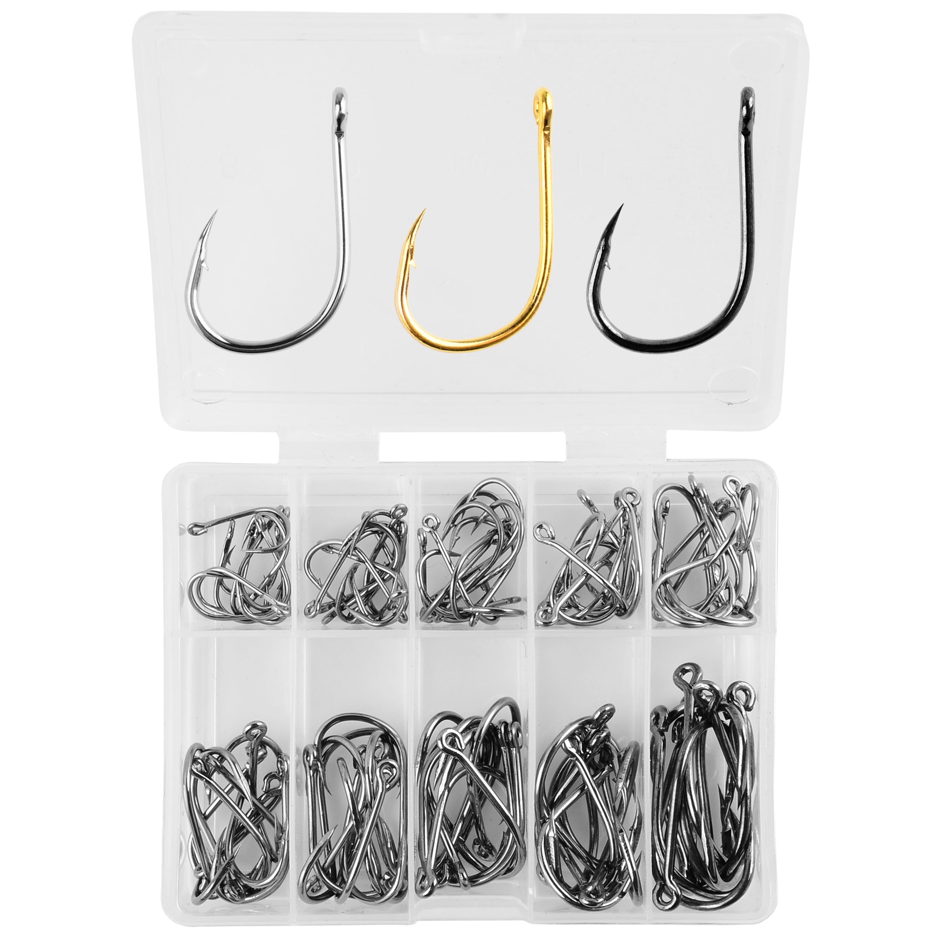 100Pcs Fishing Hooks Set Carbon Steel Single Circle Fishing Hook Fly Fishing Jip Barbed Carp Hooks Sea Tackle Accessories