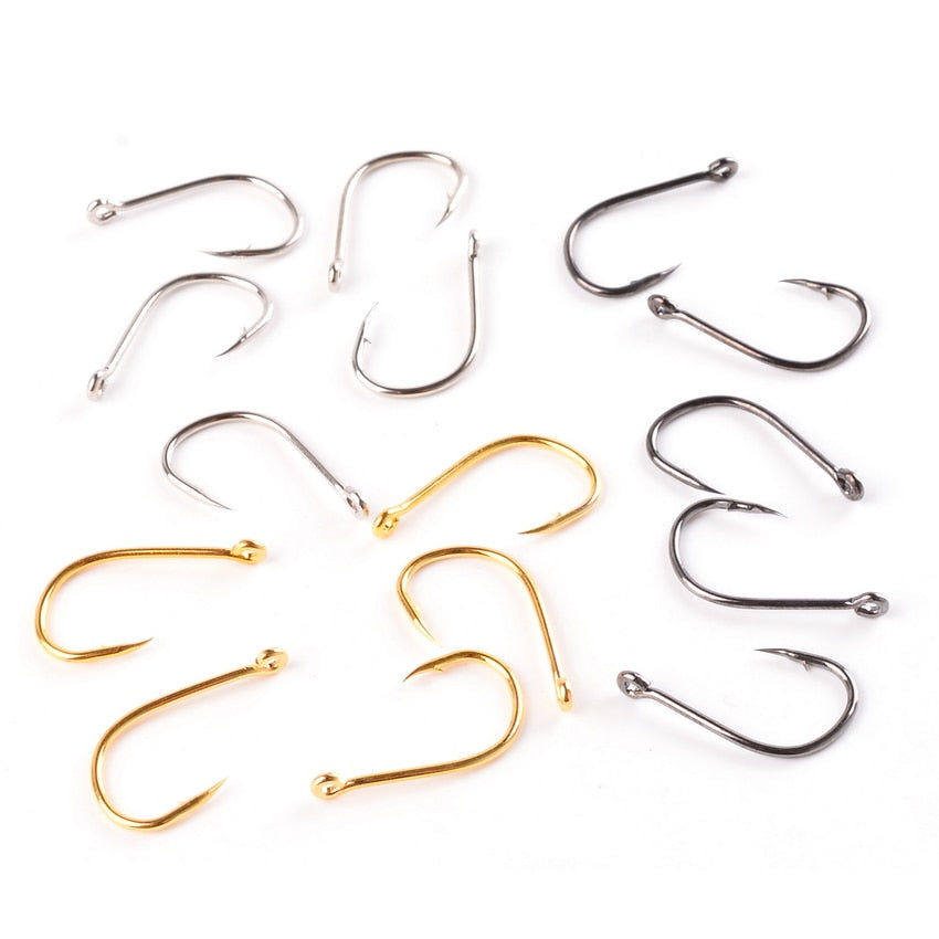 100Pcs Fishing Hooks Set Carbon Steel Single Circle Fishing Hook Fly Fishing Jip Barbed Carp Hooks Sea Tackle Accessories