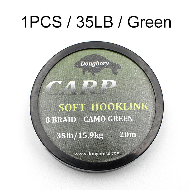20m Carp Fishing Line Soft Hook Link 8 Strand Uncoated Braid Line Hair Rig Fishing Accessories Terminal Tackle 15LB/25LB/35LB
