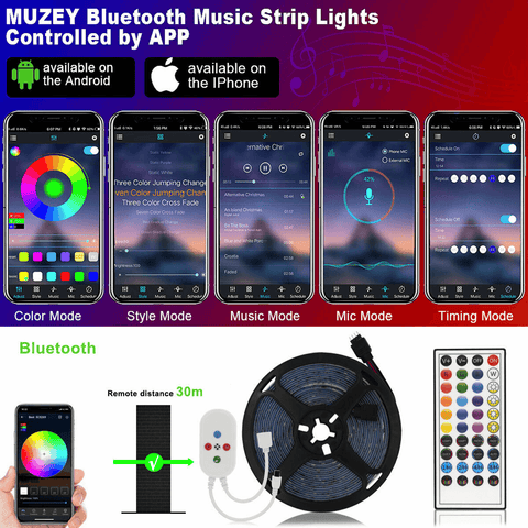 bluetooth music strip lights controlled by app