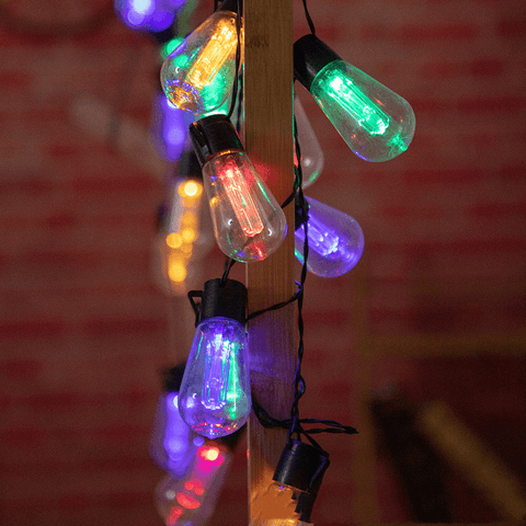 color vintage string lights outdoor