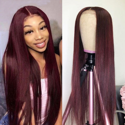 Burgundy human hair wig