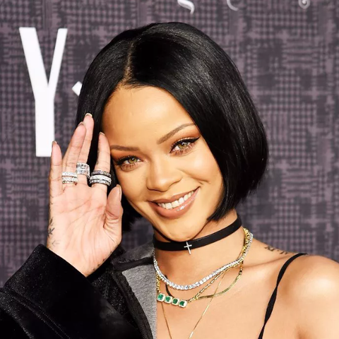 Rihanna in short black bob hairstyle