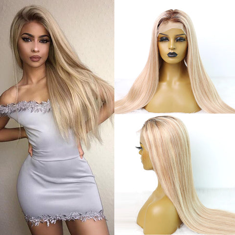 Blonde wig brown roots