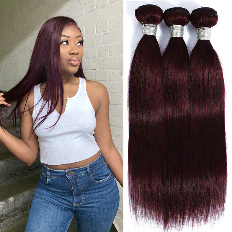 Dark Burgundy Human Hair Weave Bundles - 100% Human Hair – UBEAUTYWIG Dark Burgundy Human Hair Weave Bundles - 100% Human Hair – UBEAUTYWIG