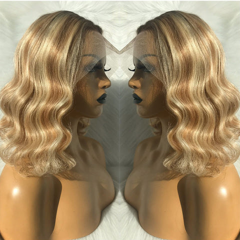 Blonde wavy bob wig