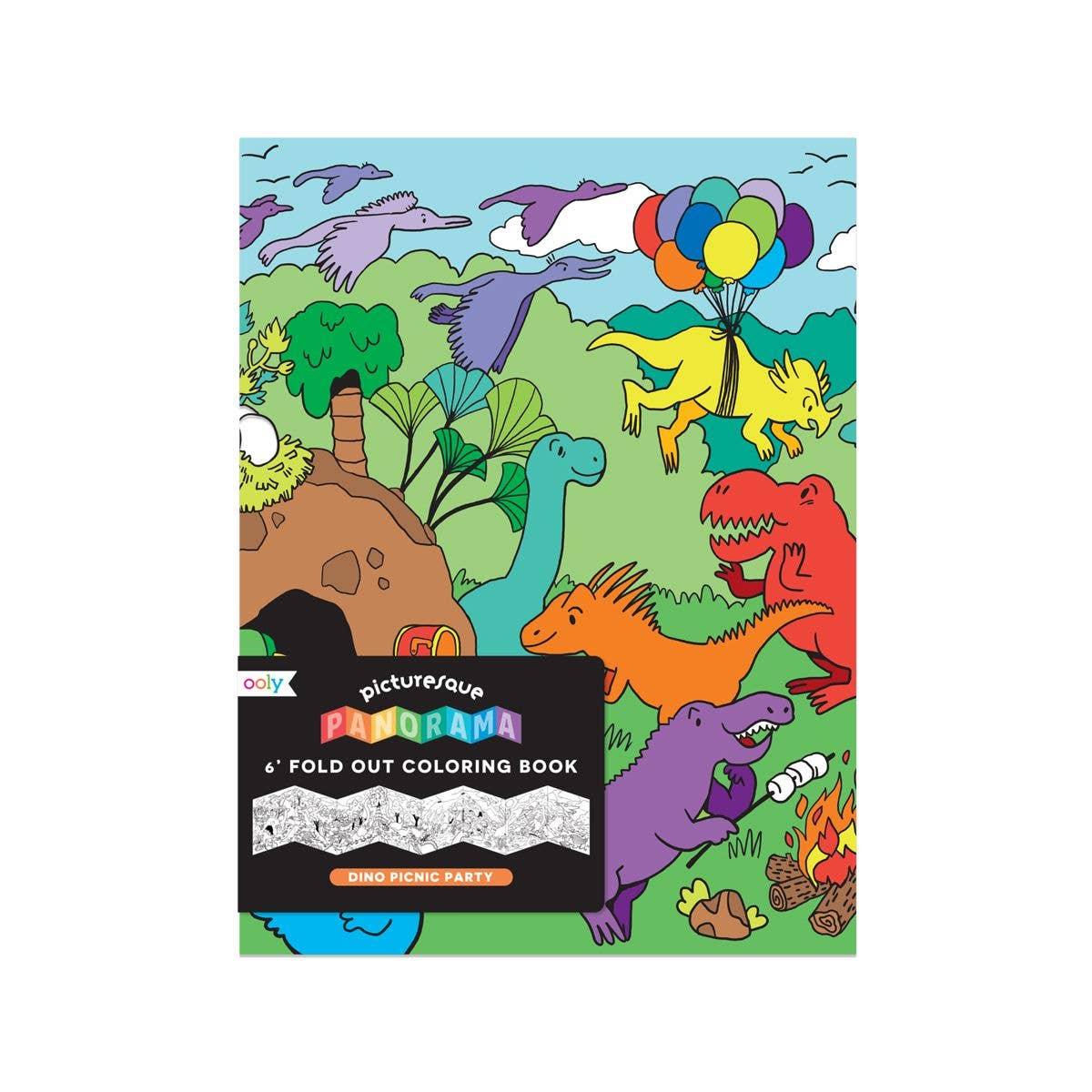 Dino Picnic Party Picturesque Panorama Coloring Book