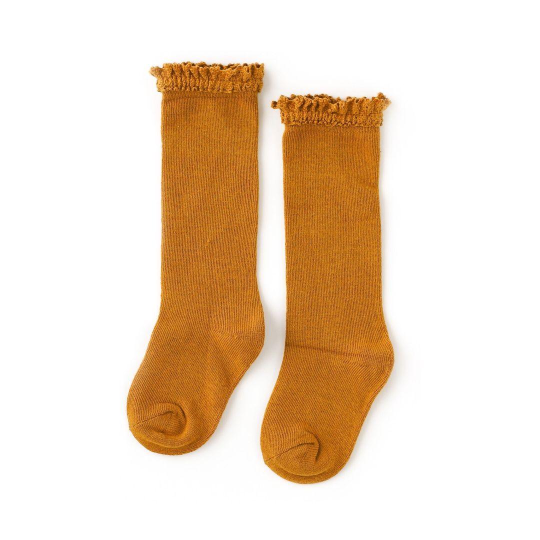 Mustard Lace Knee High Socks