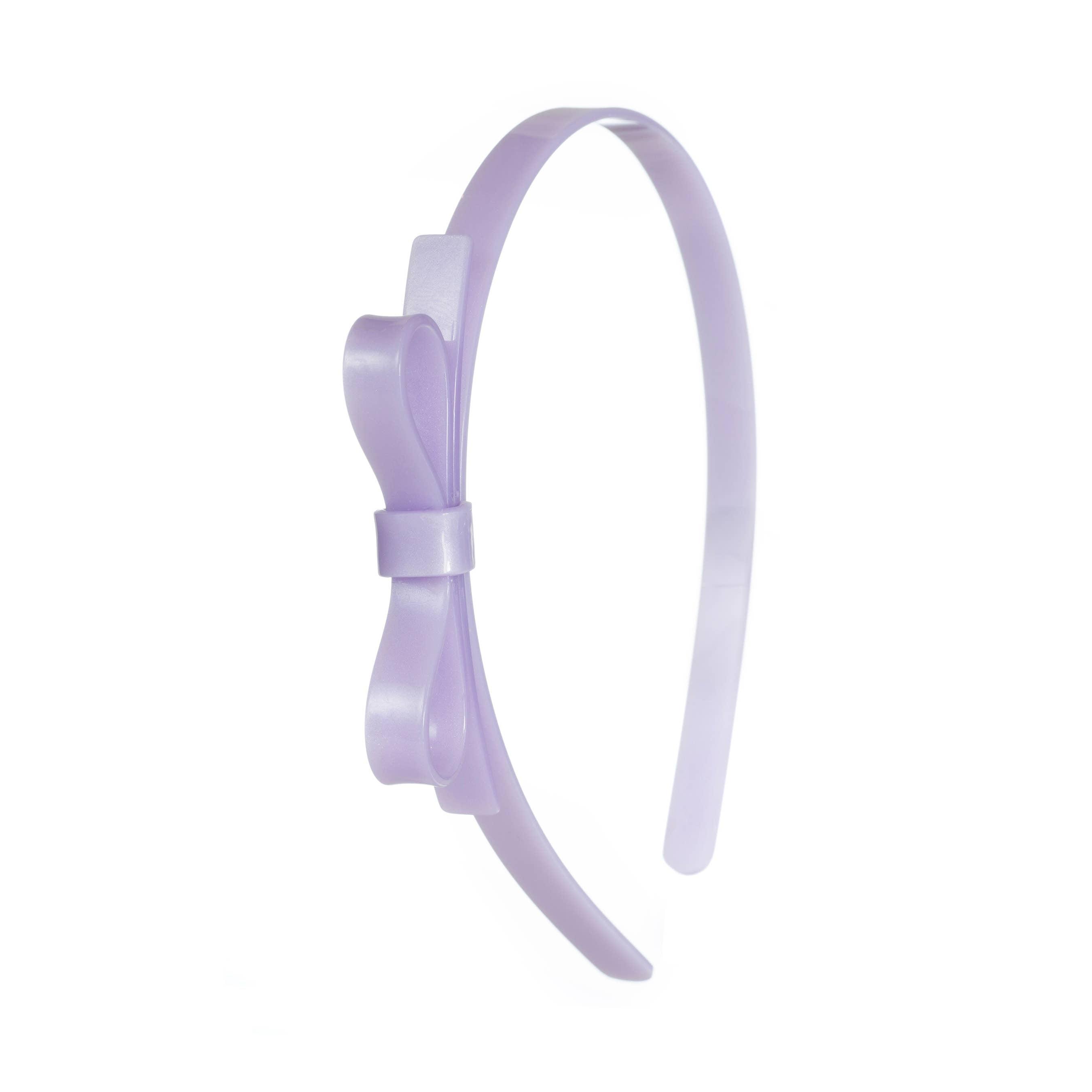 Thin Bow Purple Satin Headband