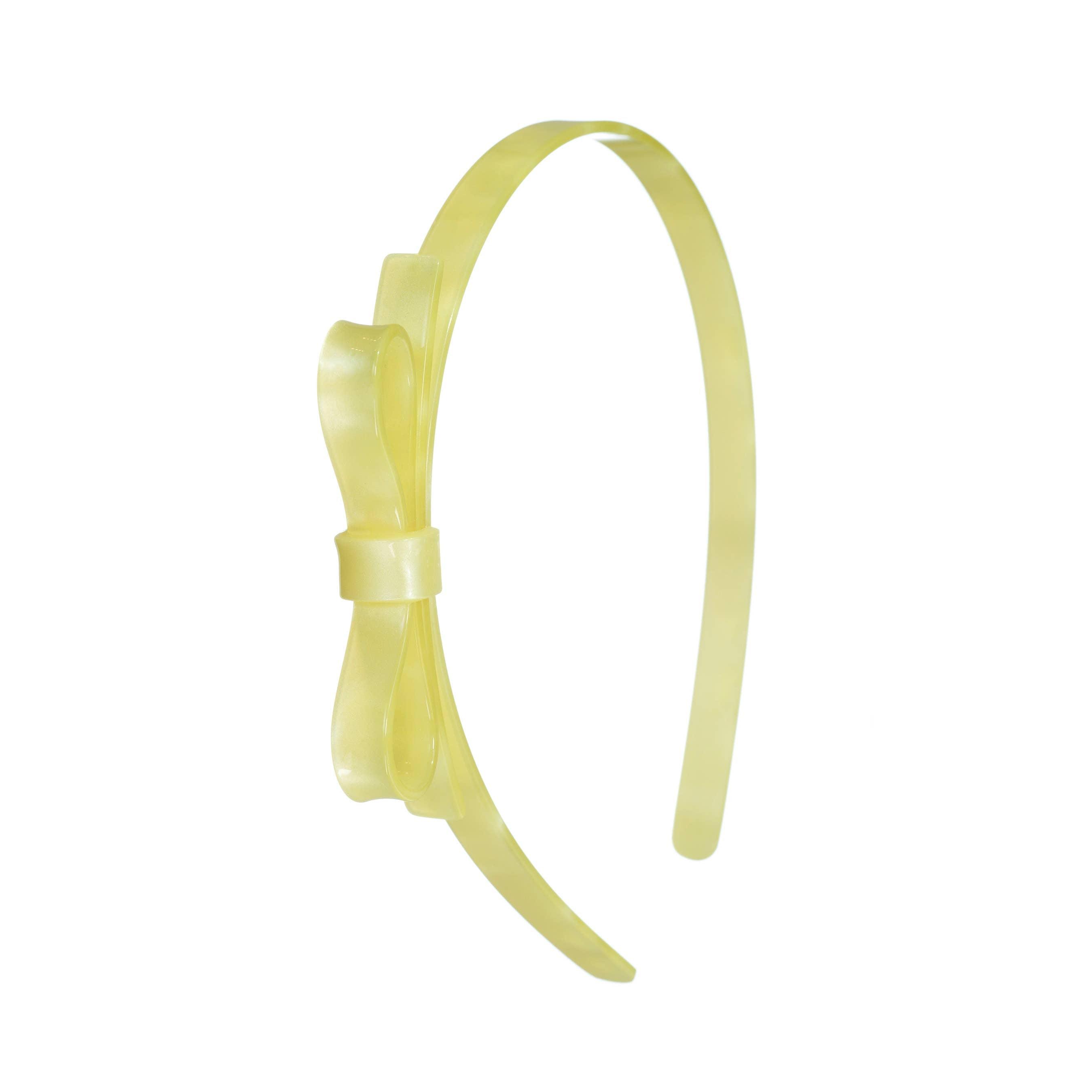 Thin Bow Yellow Satin Headband