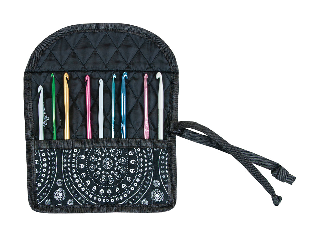 Black Medallion Crochet Rollup Case