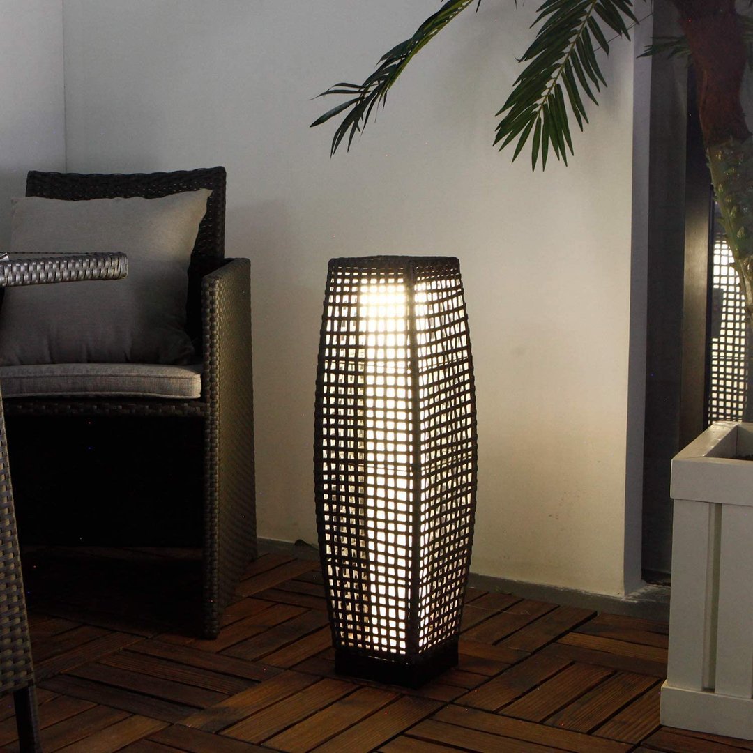 Porch - Large Fuji Solar-powered Woven Resin Wicker Floor Lamp