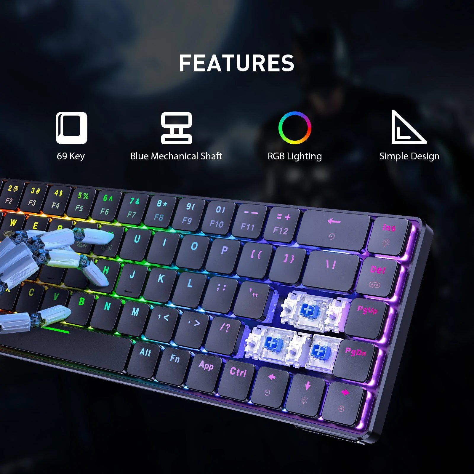 ONIKUMA G29 69 Keys Triple Mode Wireless Mechanical Keyboard