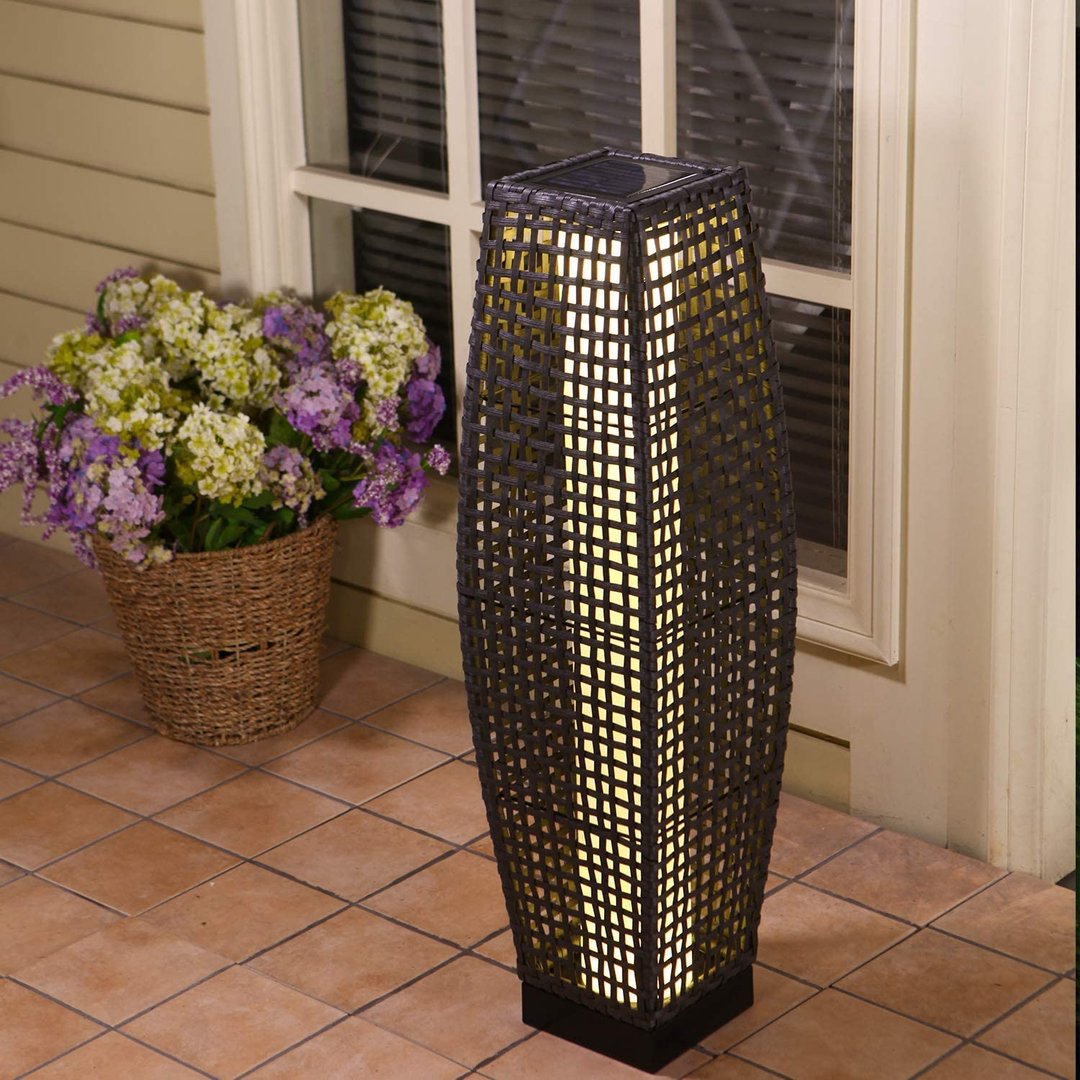 Porch - Large Fuji Solar-powered Woven Resin Wicker Floor Lamp