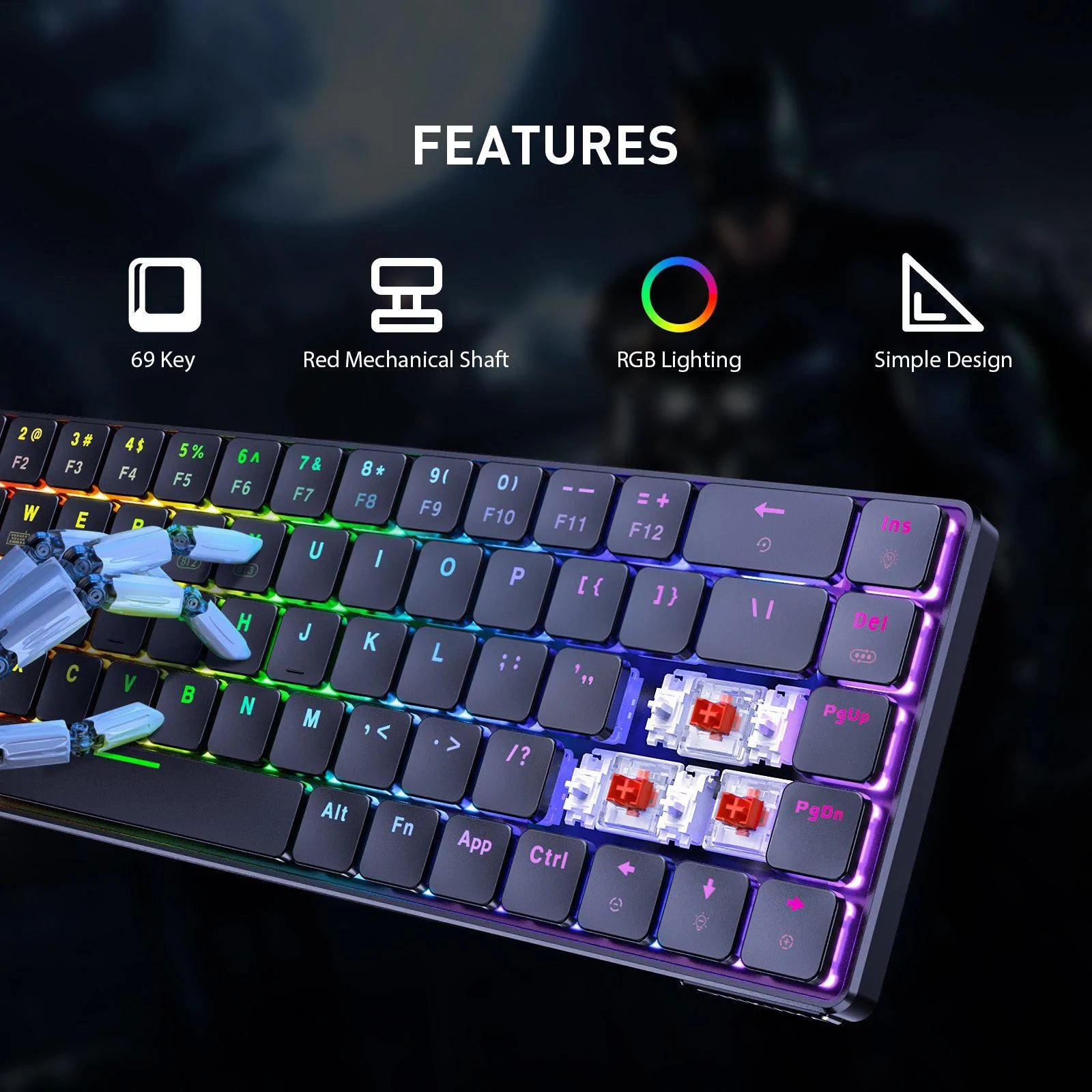 ONIKUMA G29 69 Keys Triple Mode Wireless Mechanical Keyboard