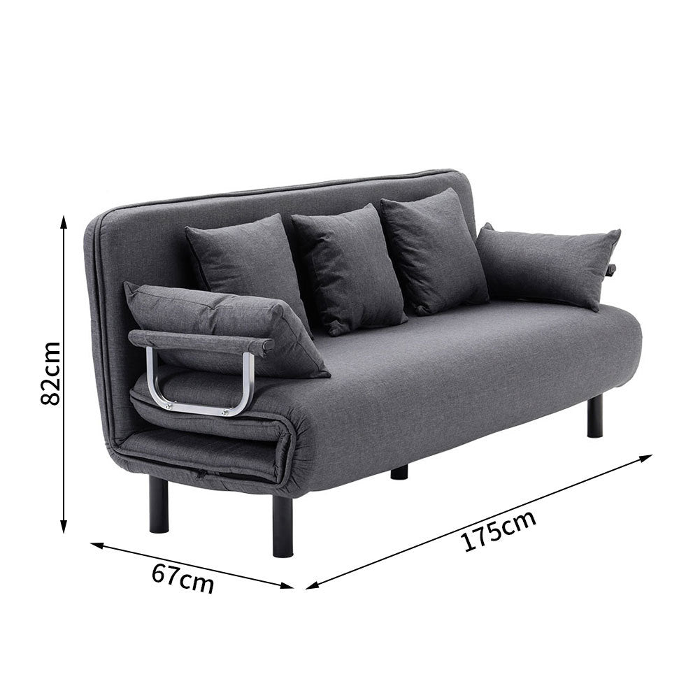 Upholstered 2-Seater Linen Sofa Bed Sleeper Recliner Cushioned Couch Bed