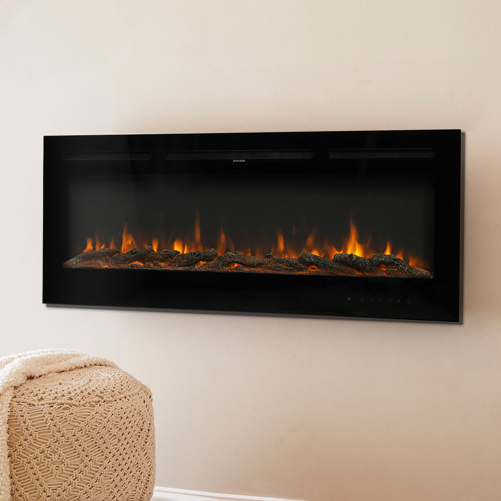 40 Inch Wall Mounted Electric Fireplace Log/Crystal Flame Warm Heater with Remote Control