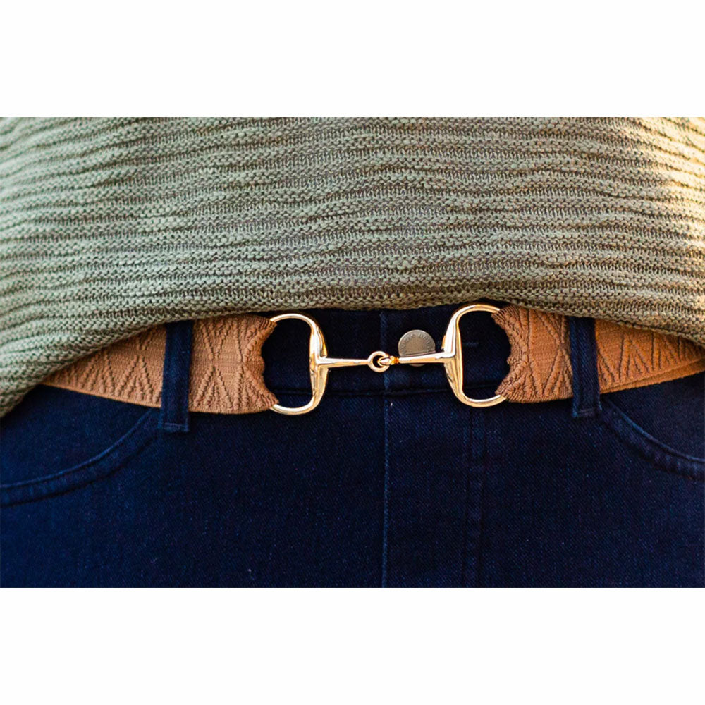 Ellany Caramel Dante Gold Snaffle Elastic Ladies Belt