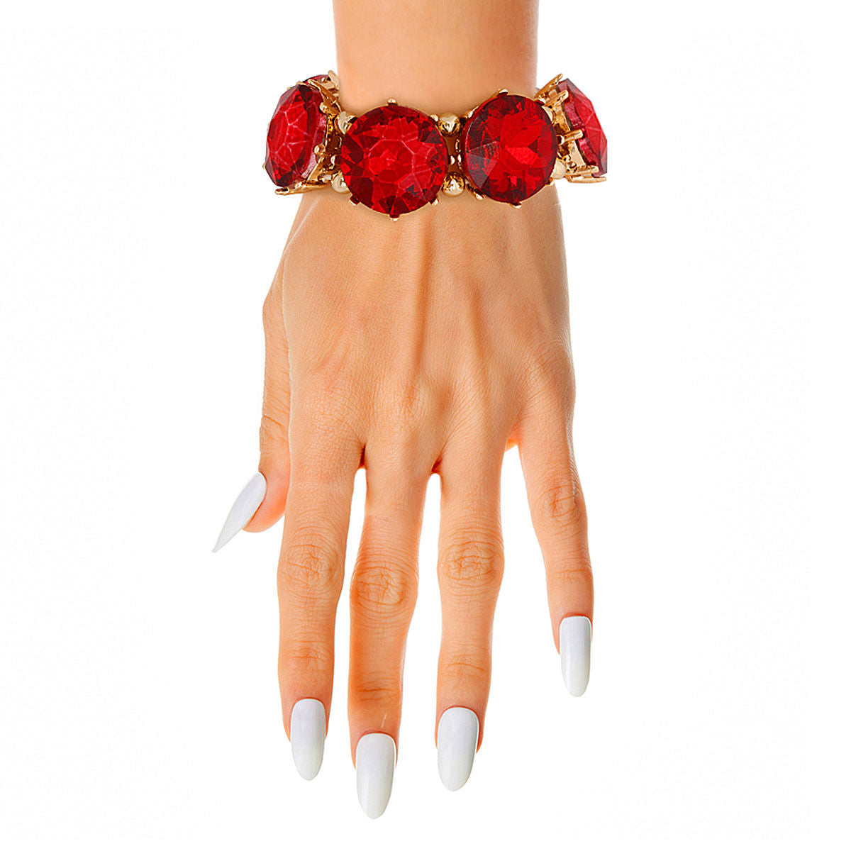 Red Round Crystal Stretchy Bracelet