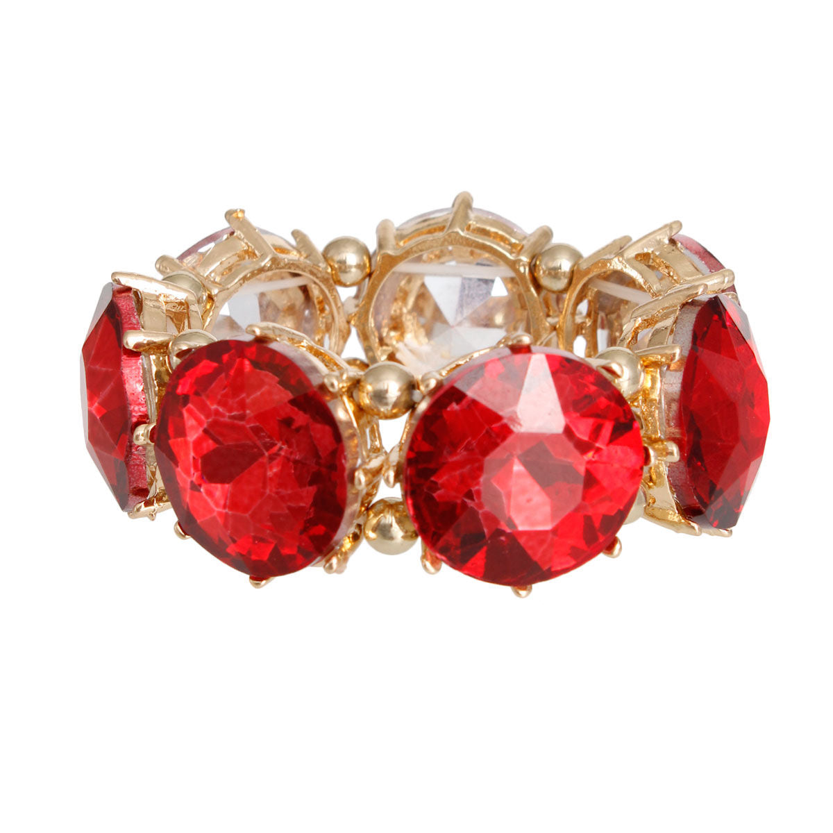 Red Round Crystal Stretchy Bracelet