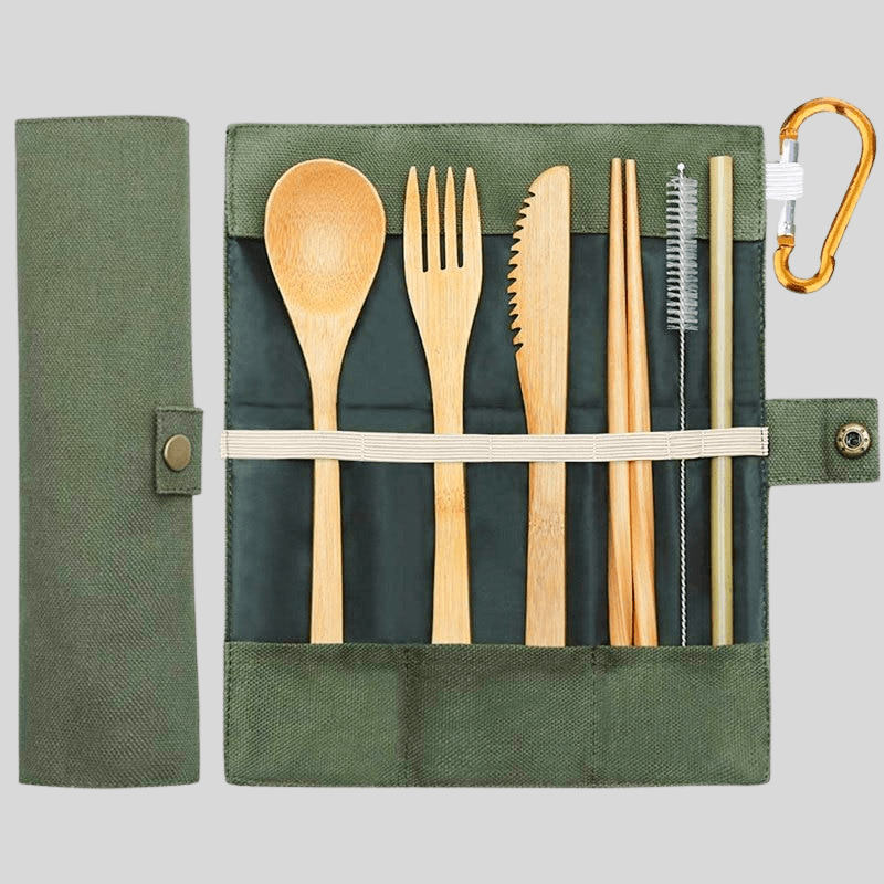 Bamboo Cutlery Set with Portable Case