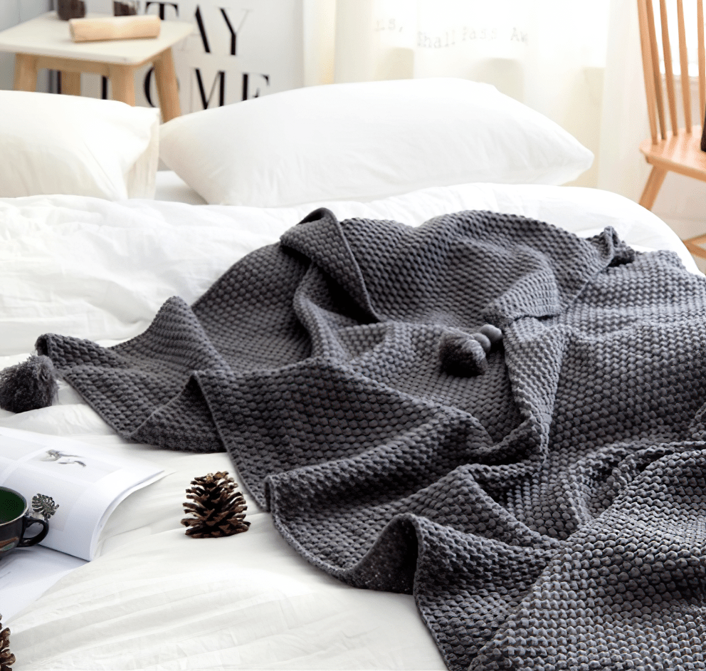Nordic Knitted Tassel Blanket