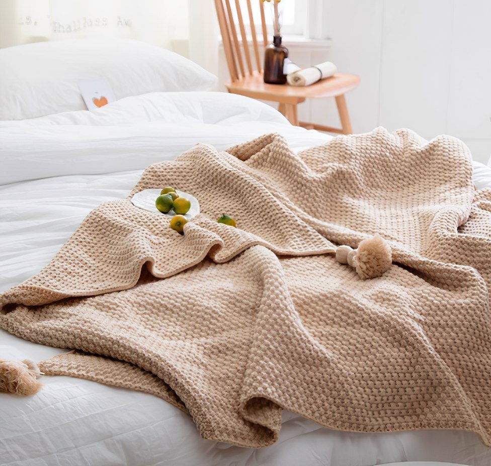 Nordic Knitted Tassel Blanket