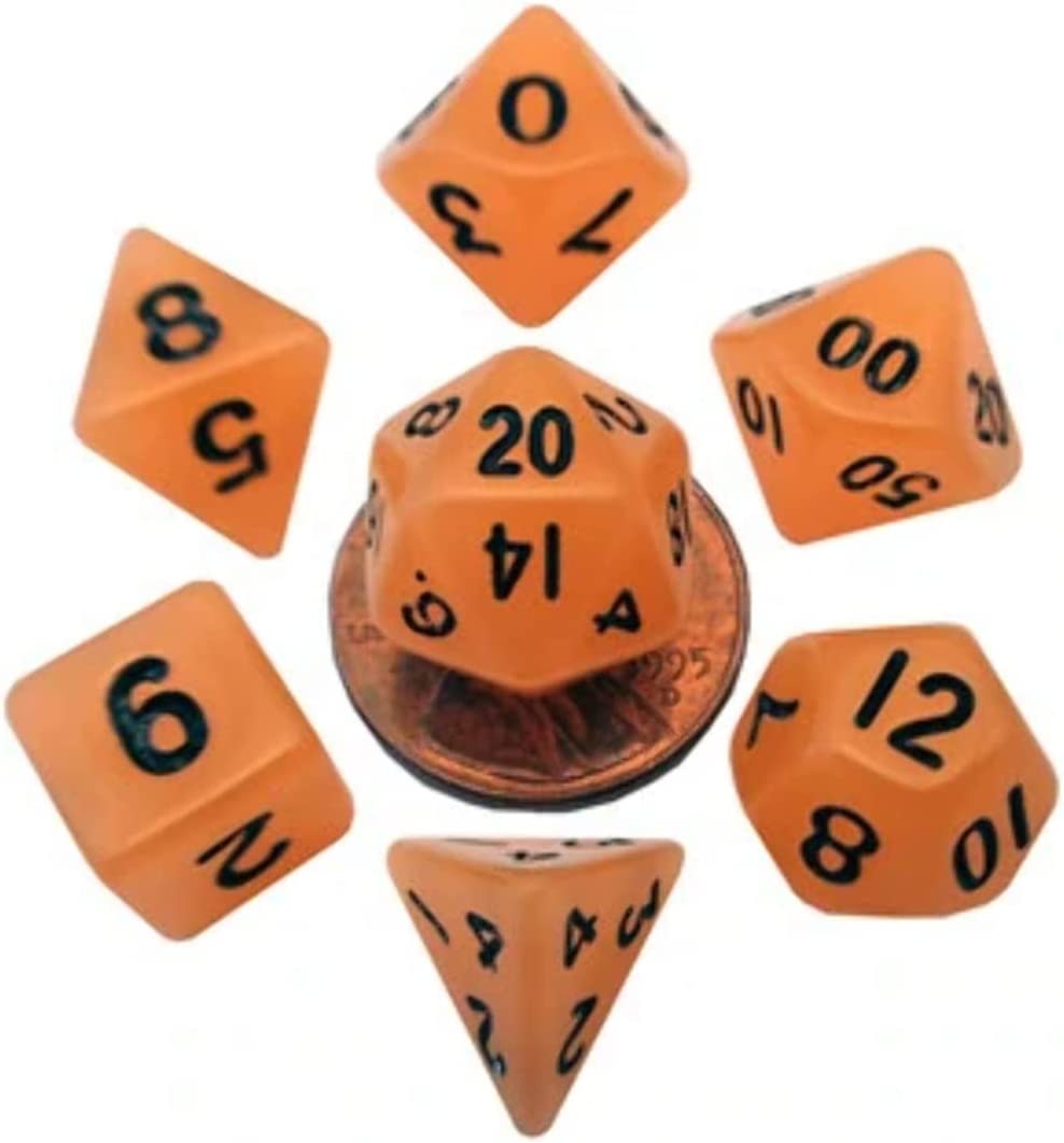 Glow in The Dark Orange?10mm Mini Polyhedral Dice Set