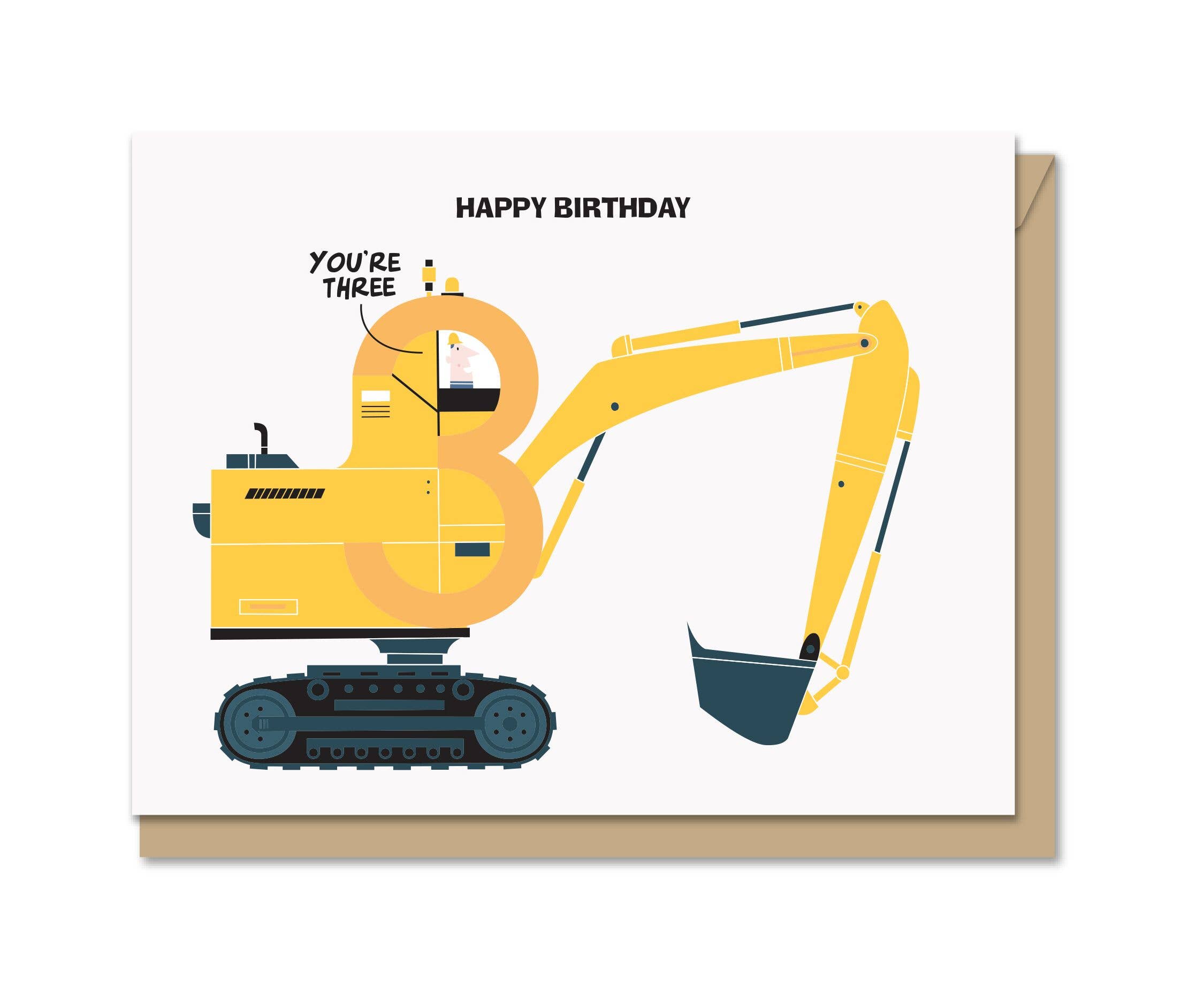 Excavating Birthday Three (A2 Greeting Card)