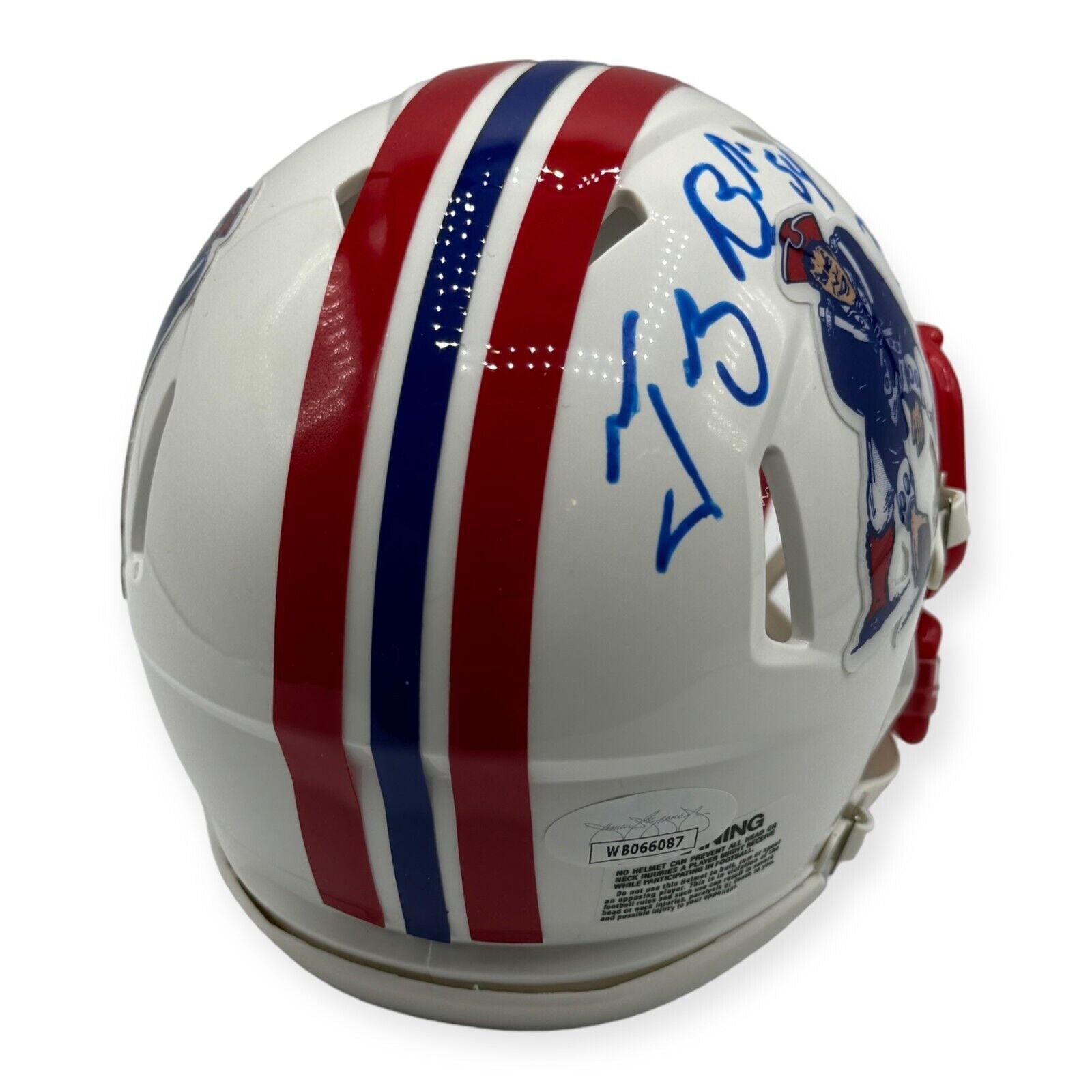 Tedy Bruschi New England Patriots Autographed Throwback Mini Helmet w/ Inscription JSA