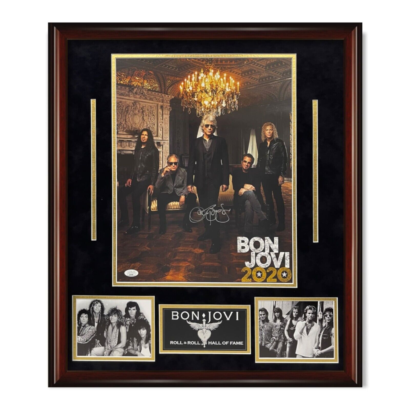 Bon Jovi Autographed Photograph Framed To 23x27 JSA