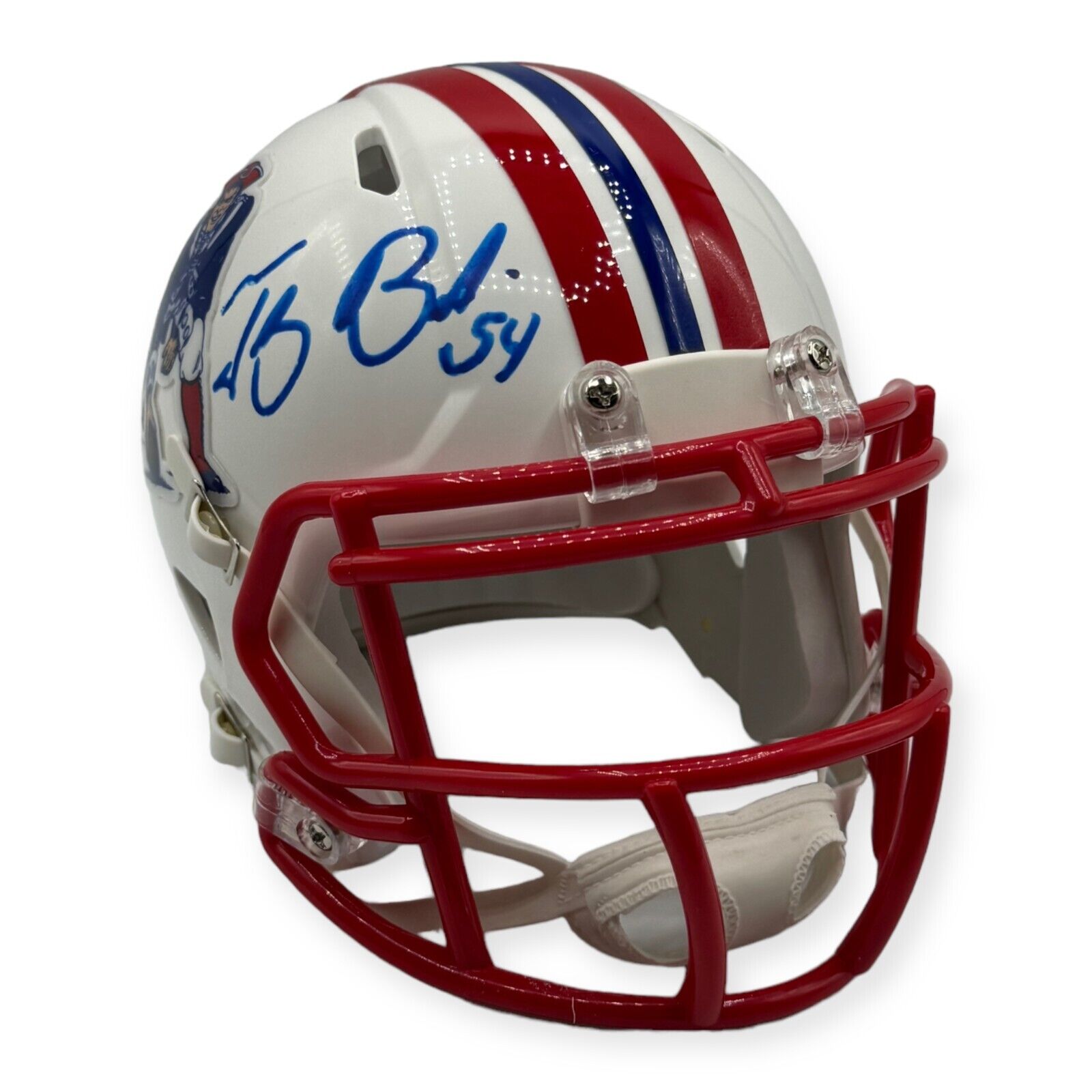 Tedy Bruschi New England Patriots Autographed Throwback Mini Helmet JSA