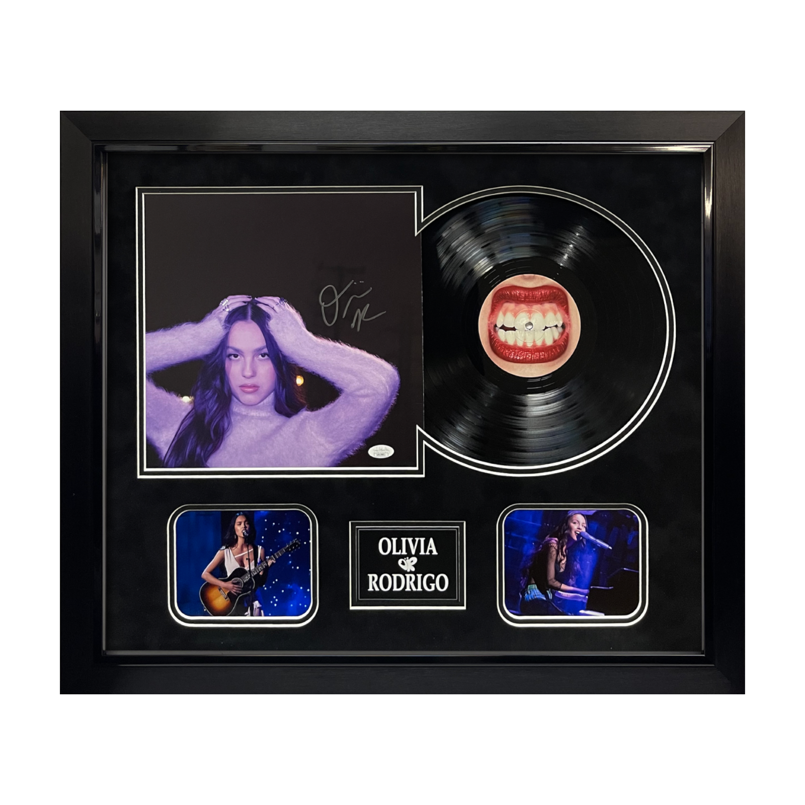 Olivia Rodrigo Autographed Vinyl Album Collage Framed to 23x27 JSA