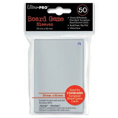 Standard European Board Game Sleeves (50ct) for 59mm x 92mm Cards