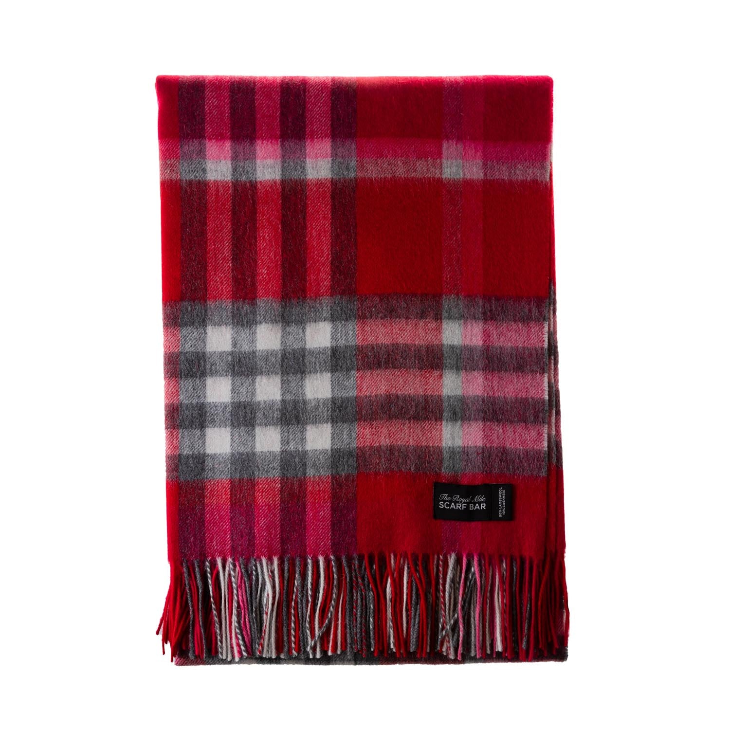 Chequer Cashmere Blend Blanket  Red