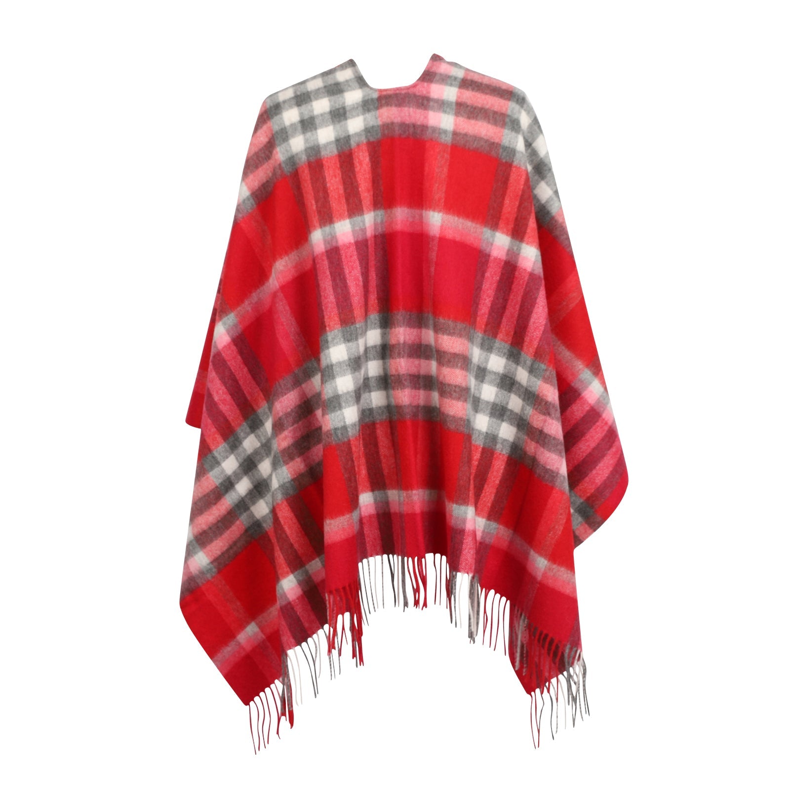 Chequer Tartan 90/10 Cashmere Mini Cape  Red