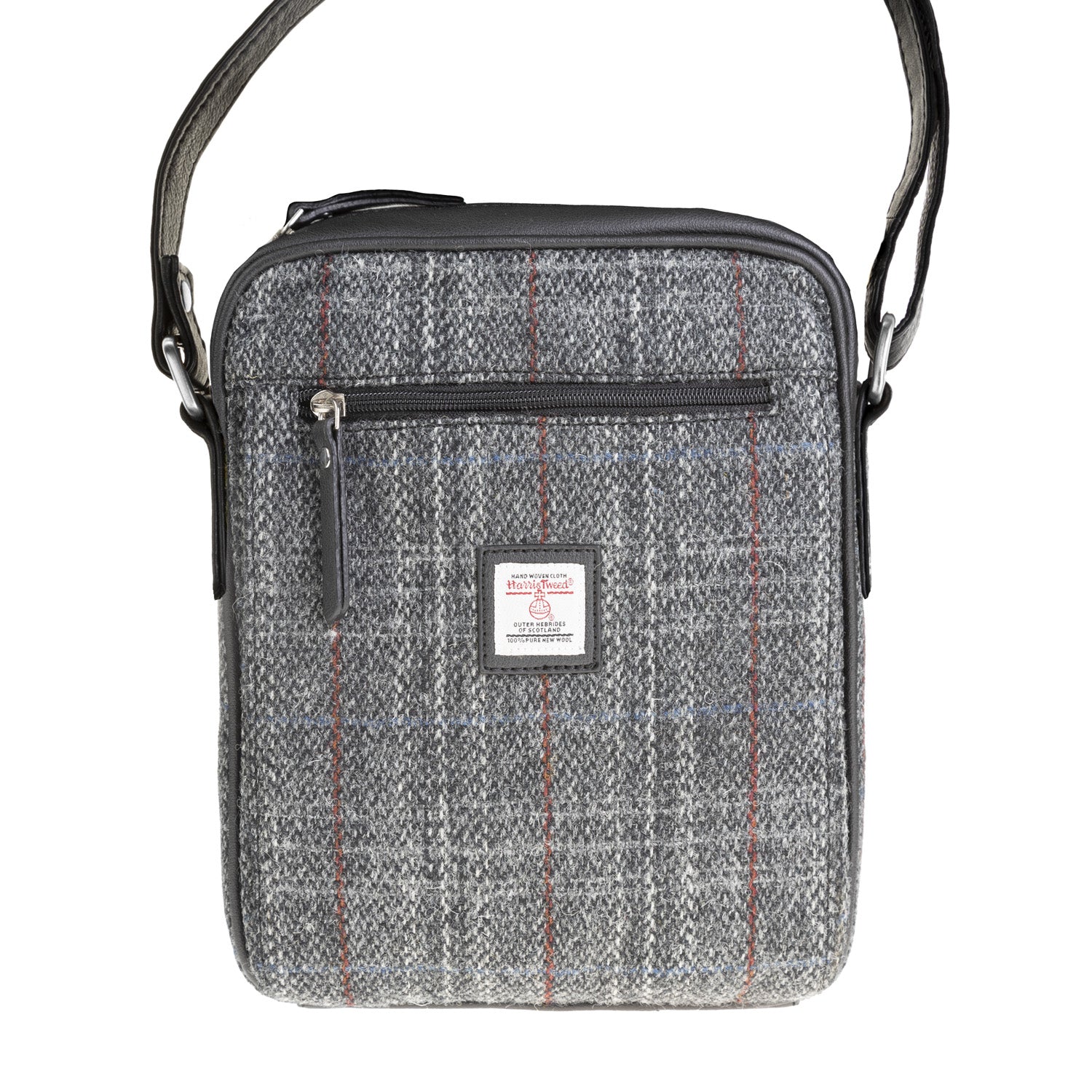 Ht Vegan Leather Crossbody Bag Grey & Red Check / Black