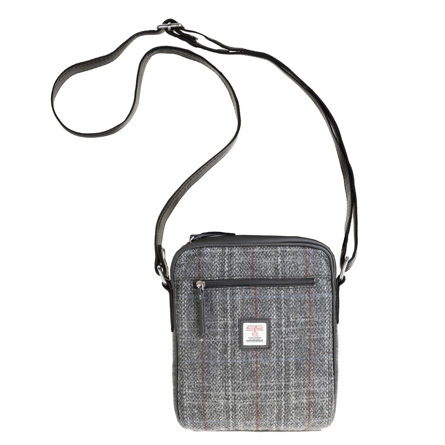 Ht Vegan Leather Crossbody Bag Grey & Red Check / Black