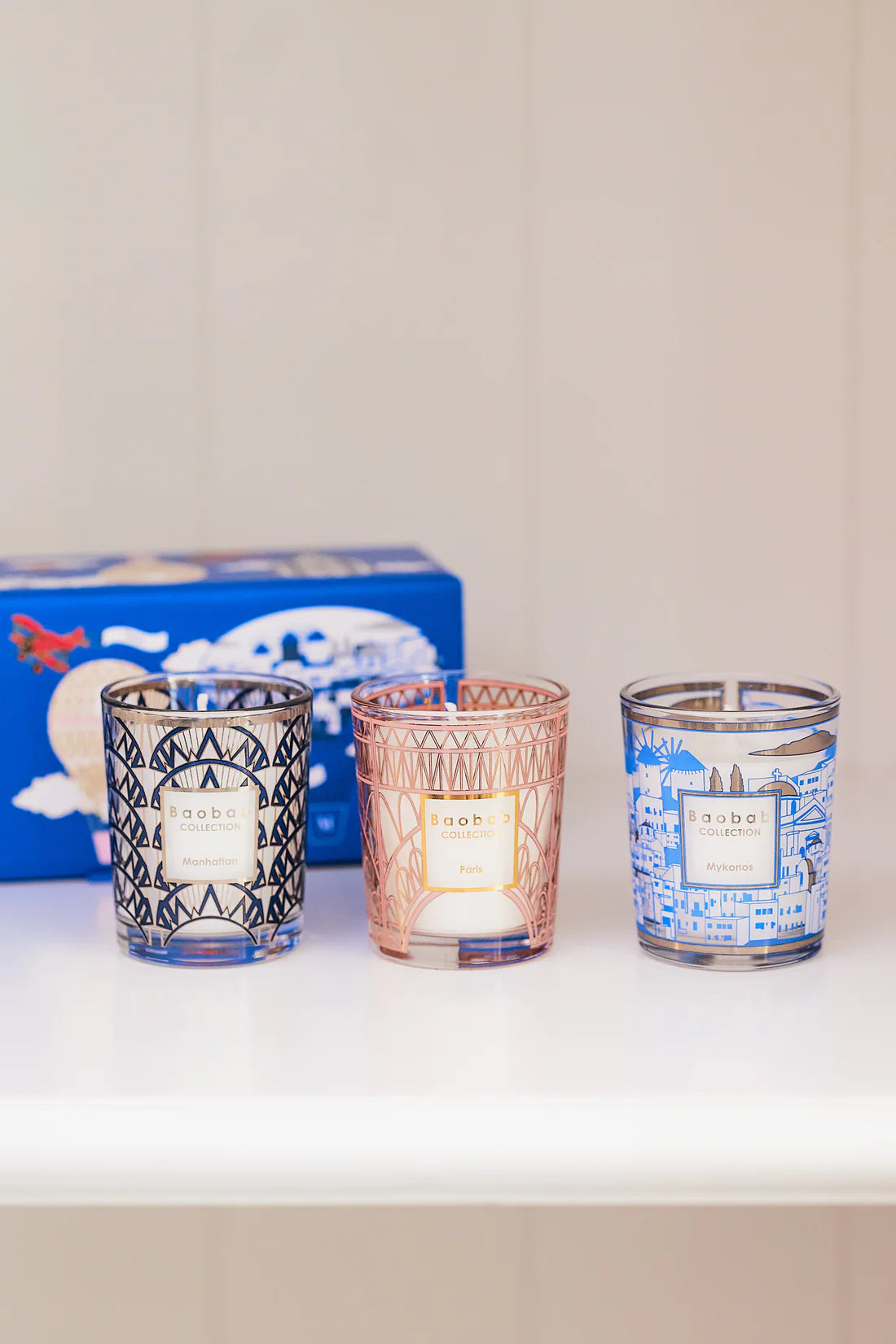 Trio Travel Candles Manhattan Paris Mykonos - Baobab Collection