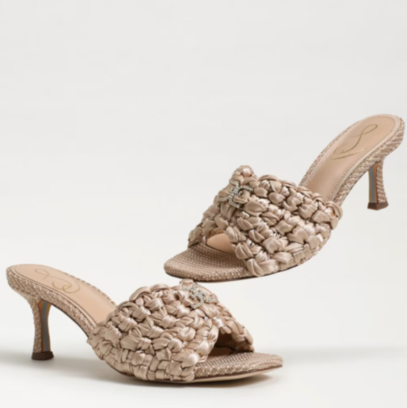 Paisley Kitten Heel Mule Ecru Ribbon- Sam Edelman