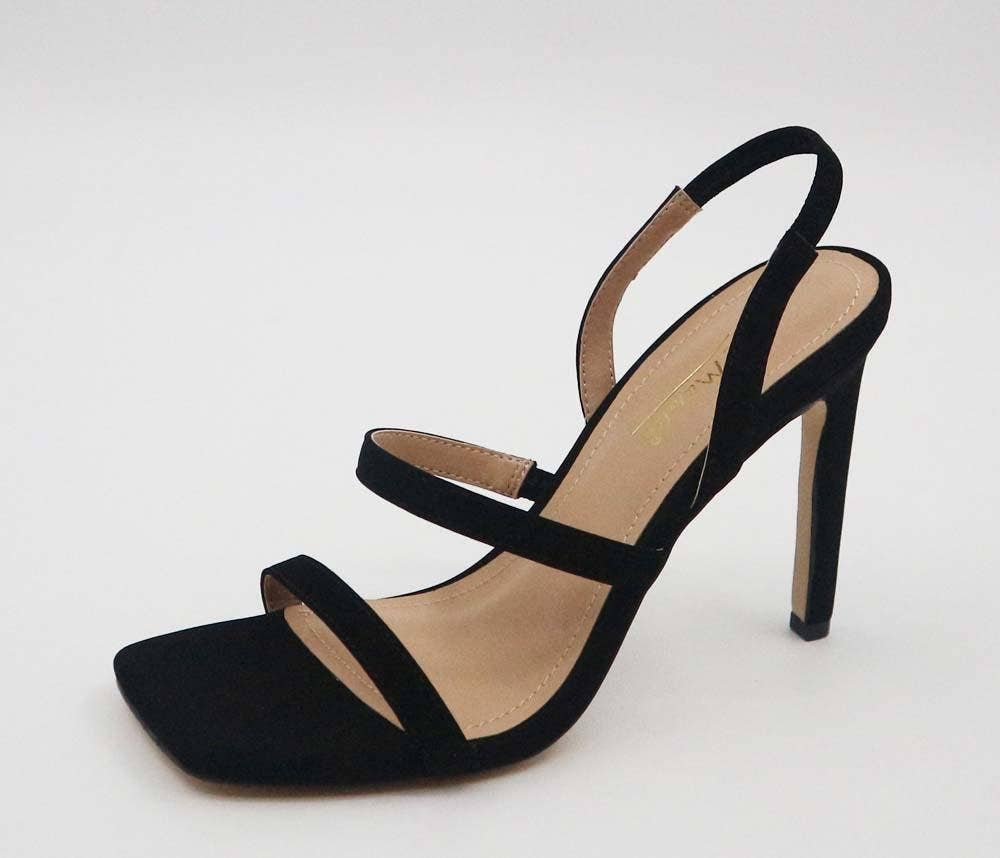 Endless Stiletto Elastic Slingback Heel Black Velvet - Anne Michelle