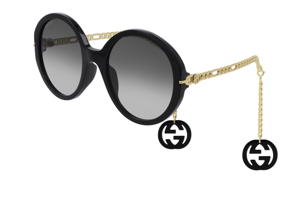 Black Grey Gradient Nylon Oval Sunglasses - Gucci