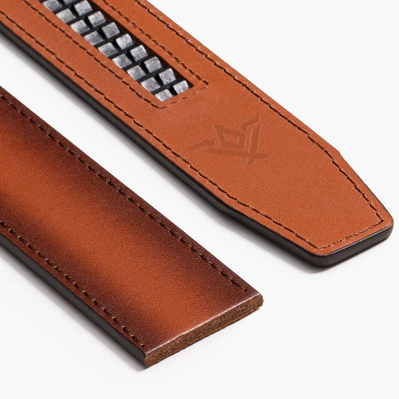 Full Grain Cognac Strap With Gunmetal Buckle - Slide Belts