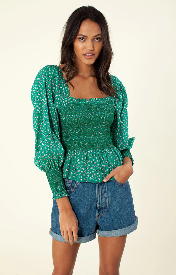 Arielle Smocked Top Green - Hale Bob